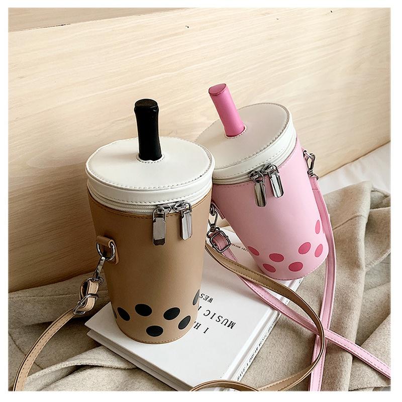 Creative Texture Milk Tea Small Bag Personality Cute Cartoon Style Autumn and Winter One-shoulder Messenger Mobile Phone Bag