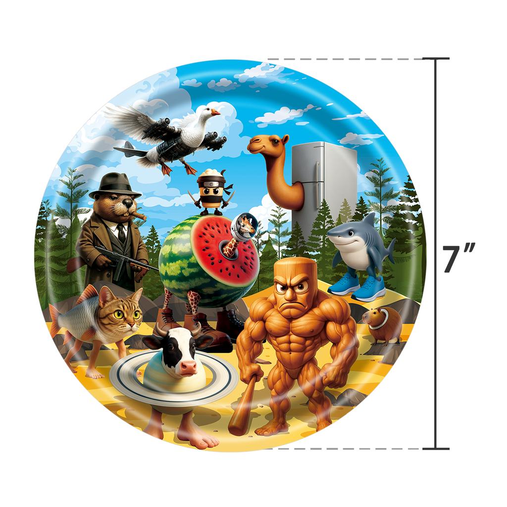 Italian Brainrot Birthday Party Decoration Tung Tung Sahur Tralalelo Tralala Tableware Balloon Cup Plate For Party Favor Supplie