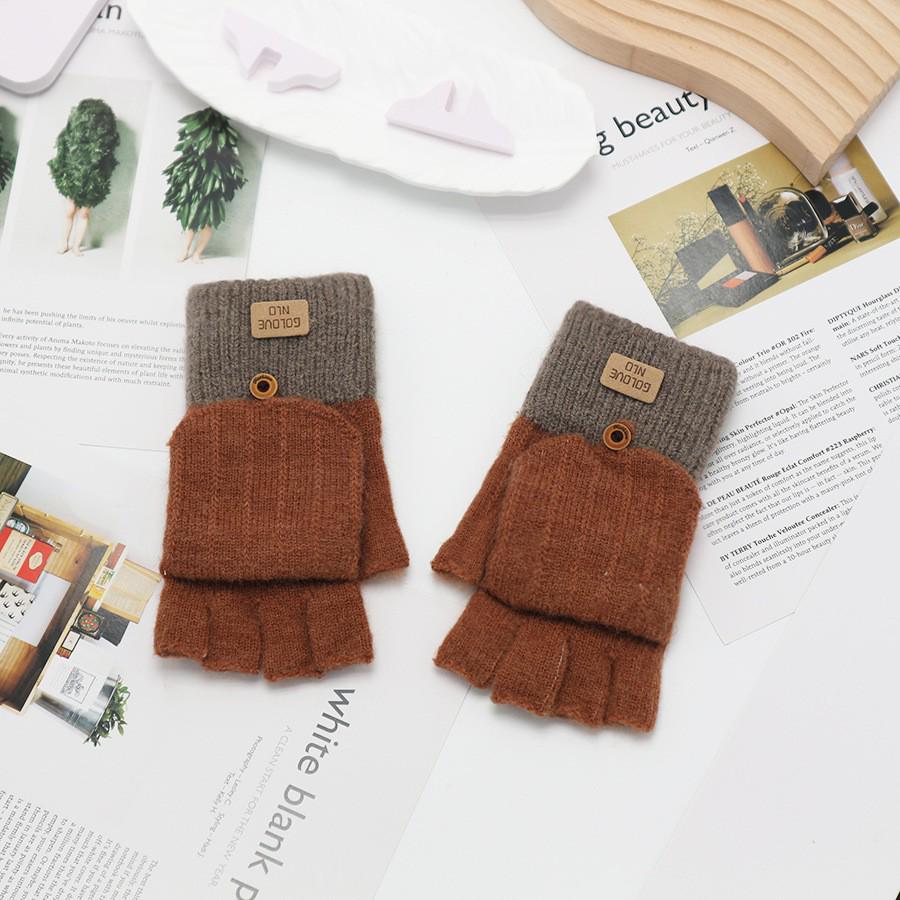 Zimní bezprsté rukavice s odklápěcím vrškem v korejském stylu - Unisex, kreslený design, kompatibilní s dotykovou obrazovkou, ideální pro psaní a ťukání