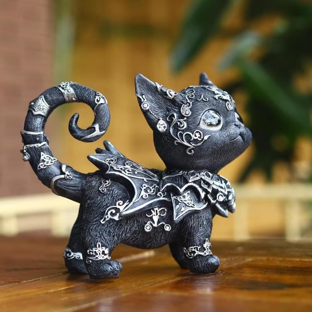 Animal Simulation Model Mysterious Black Cat Statue Desktop Ornament Cat Action Figure  Living Room