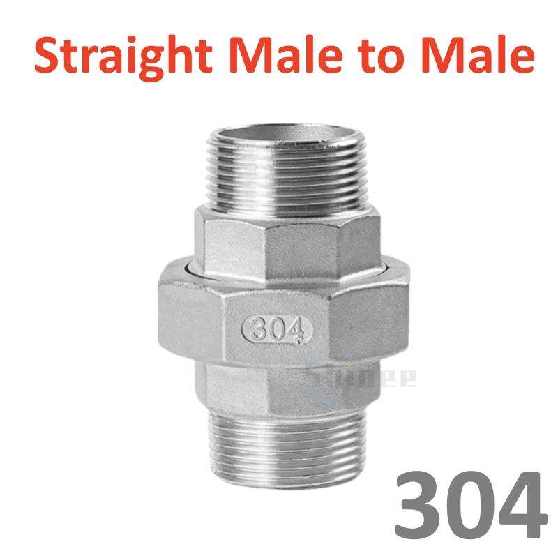 304 Stainless Steel Union Joint Coupling 1/4" 3/8" 1/2 3/4 1" BSP Female Male Thread Cast Pipe Fitting 3 Way Tee eblow connector