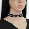 Colar Gargantilha de Couro com Pingente de Osso Estiloso Corrente Ajustável Moda Alternativa Rocker Metal Acessório de Gargantilhas de Couro