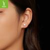 Simple Light Luxury Mozzarella Diamond Stud Earrings For Women, Classic Five-Claw S925 Sterling Silver Threaded Ear Jewelry