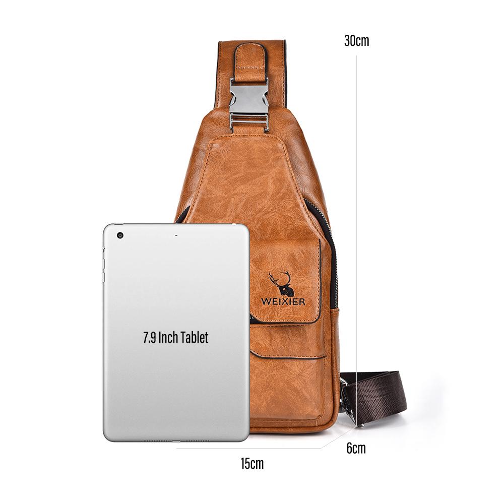 WEIXIER Sling Bag for Women and Men Leather Crossbody Shoulder Bag Chest Sling Backpack Travel Bag