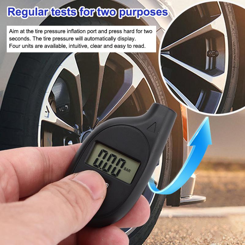 Mini Keychain Style Tire Gauge Digital Lcd Display Car Tire Air Pressure Tester Meter Auto Car Motorcycle Tire Safety Alarm