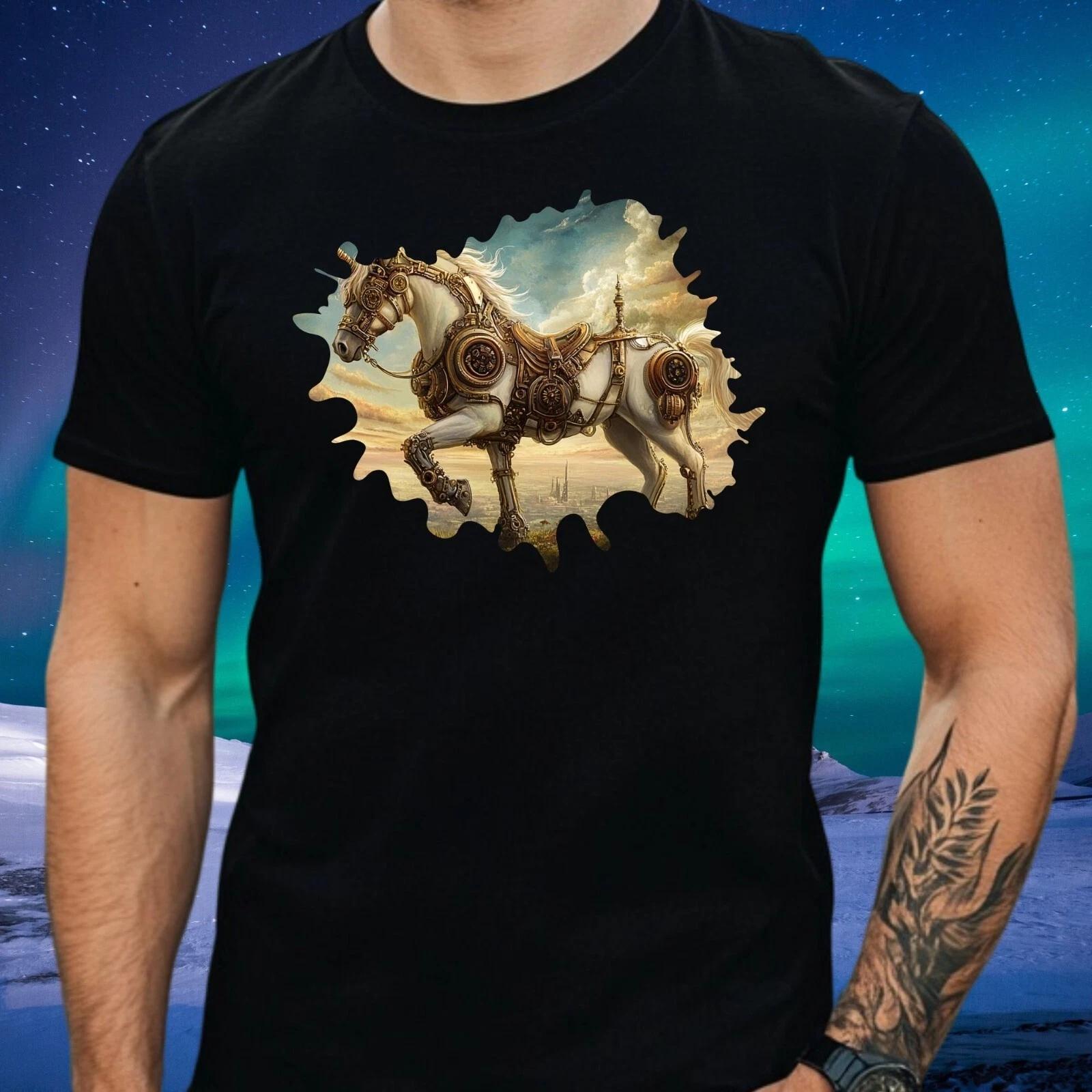 T-Shirt Herren Steampunk Einhorn Motiv Baumwolle Größe S bis 5XL S