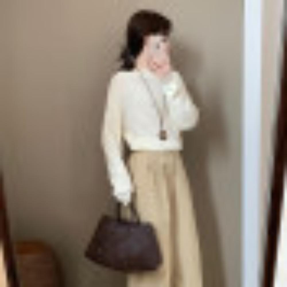 Nový podzimní módní a všestranný pletený svetr s dlouhým rukávem přes jedno rameno pro ženy, volný a zeštíhlující svetr top