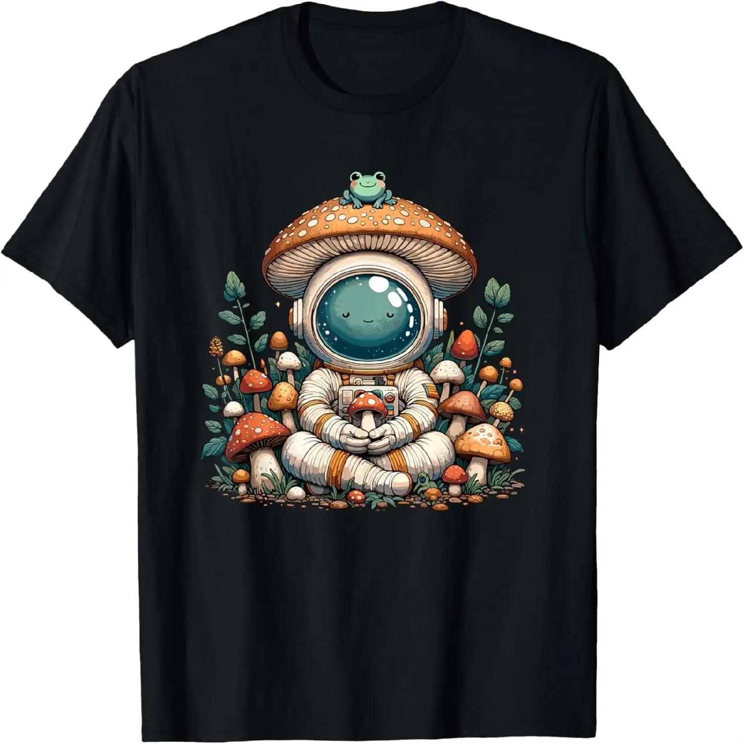 Mushroom, Astronaut & Frog _ Aesthetic & Cottagecore T-Shirt XXXXXL разноцветный