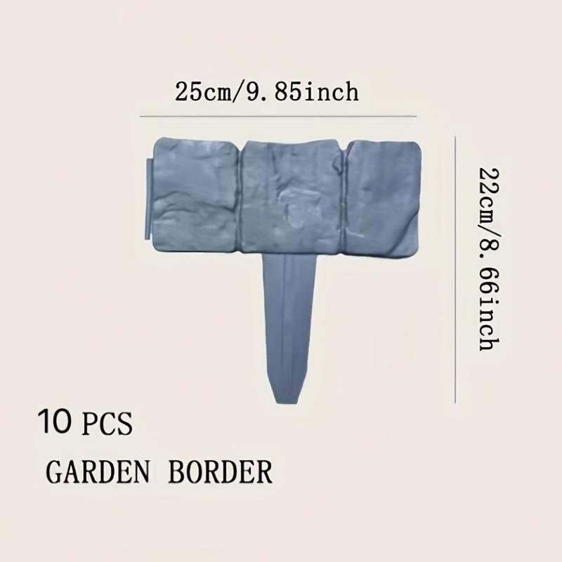 

10 шт. Садовое ПВХ ограждение, Окантовка для дома и сада, Пластиковое ограждение, Камень, Сделай сам, Ландшафтное ограждение для двора, Ограждение для растений, Подходит для газона, двора, цветника серый