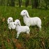 Harz Lamm Figur Kleine Schaf Familie Statue Rustikale Bauernhaus Tier Skulptur für Feengarten Hof Terrasse Landschaftsgestaltung Dekor