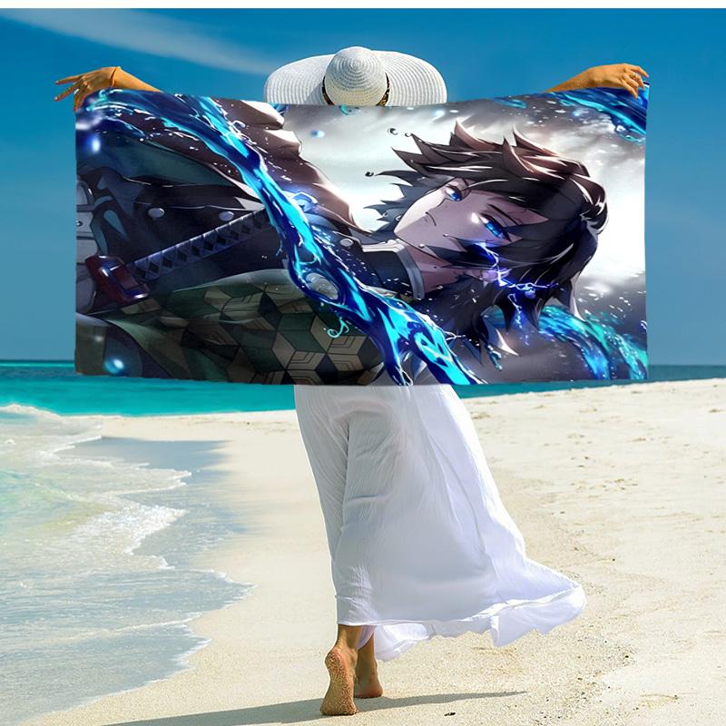 1pc Tomioka Giyuu Beach Towel, Comfortable and Thick, and Swimming/Bath/Picnic/Camping Towel, Suitable for Seaside Beaches