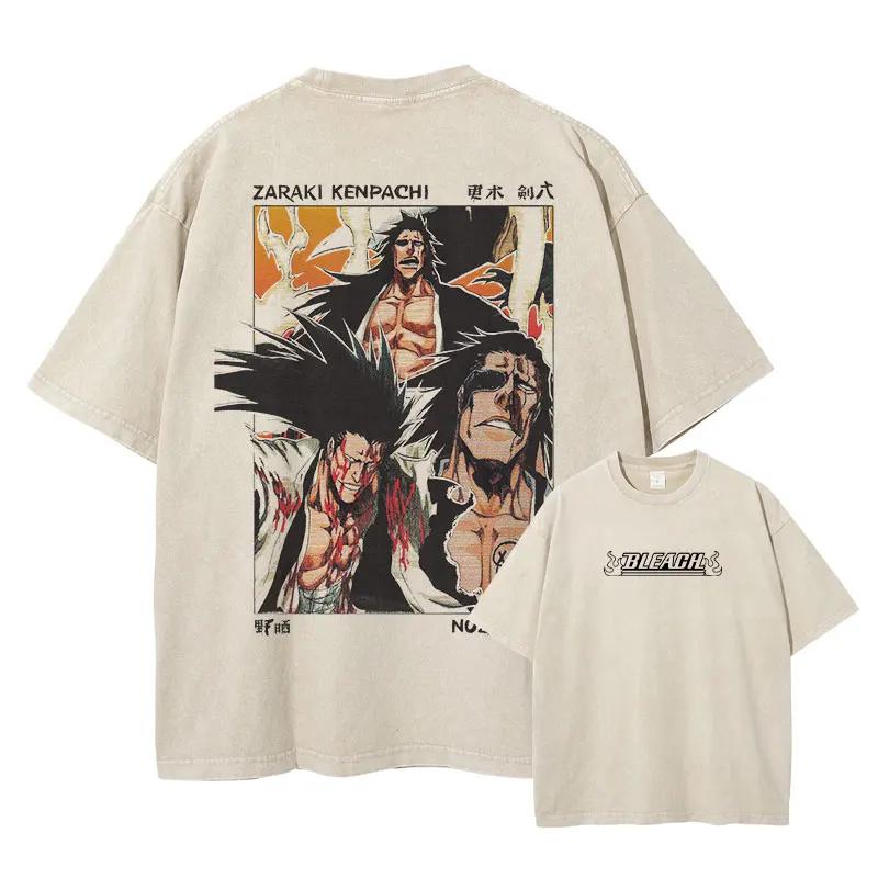 Grimmjow Aizen Ichigo Μπλουζάκι Anime Vintage Πλυμένα T Shirts Streetwear Rukia Kenpachi Manga Φαρδιά Y2k Κοντομάνικα Μπλουζάκια