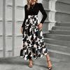 Women's Floral Print High Waist Fashionable And Elegant Dress