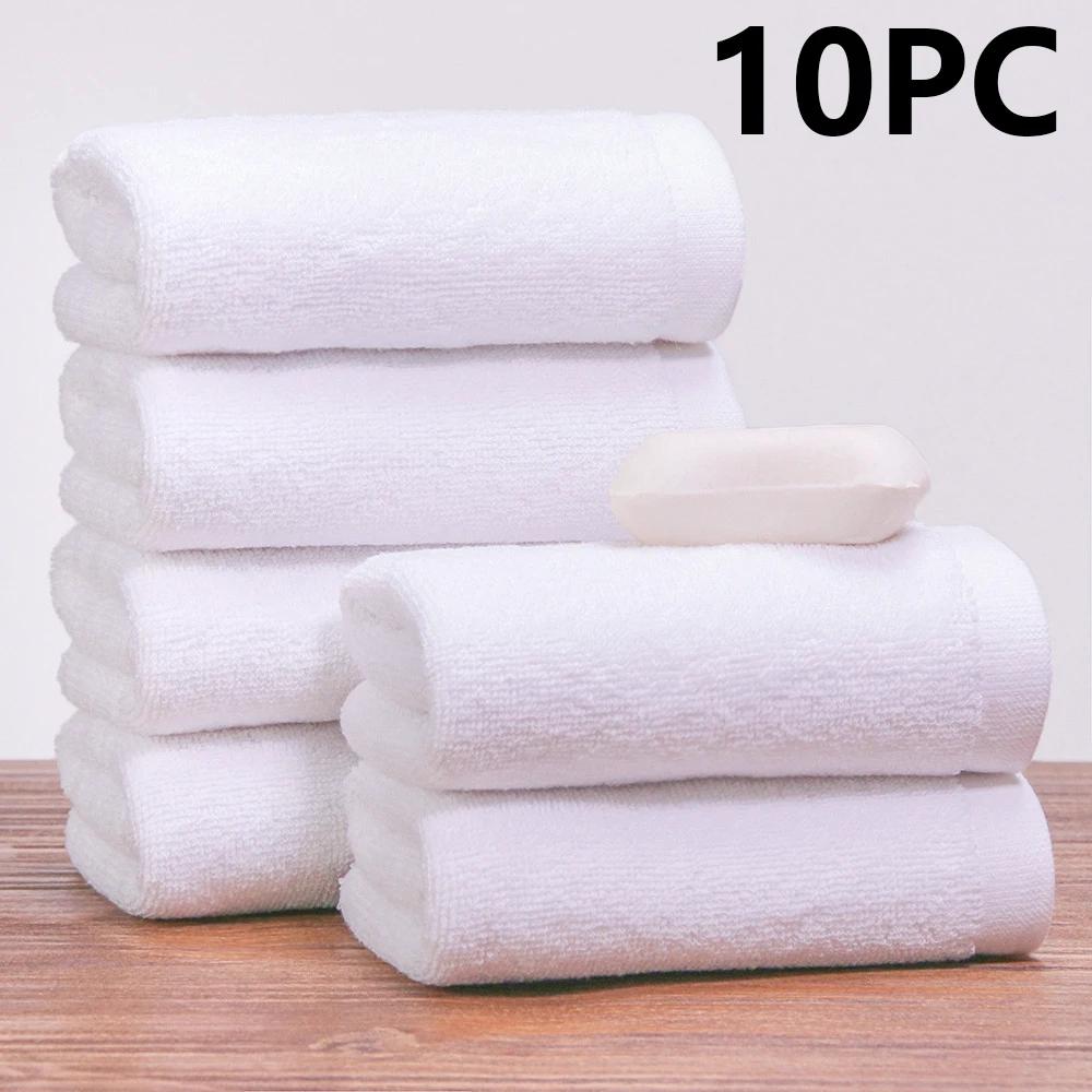 

10 шт. Белое мягкое полотенце из микрофибры для лица, банное полотенце для отеля, мочалки, полотенца для рук, портативное многофункциональное полотенце для уборки 2525cm&10 pcs