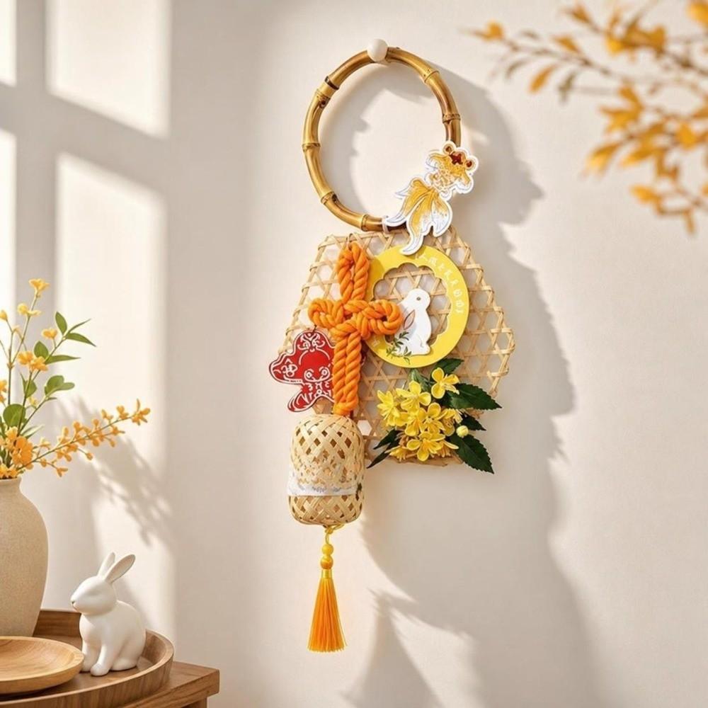 Home Decor Hanging Mid-Autumn Festival Ornaments Pendant Bamboo Weaving Wall Decoration Hollow Out Flower Door Ornaments Home