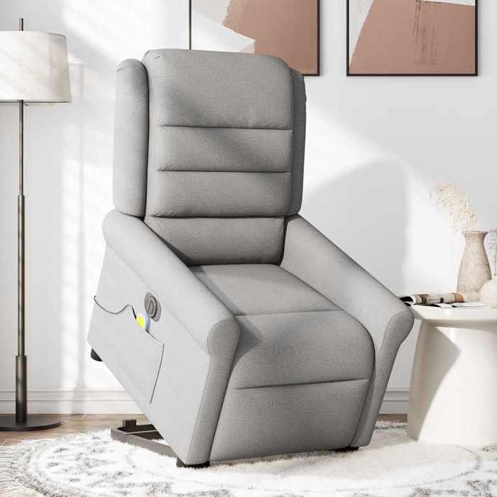 VidaXL Fauteuil inclinable de massage électrique gris nuage tissu 3303353