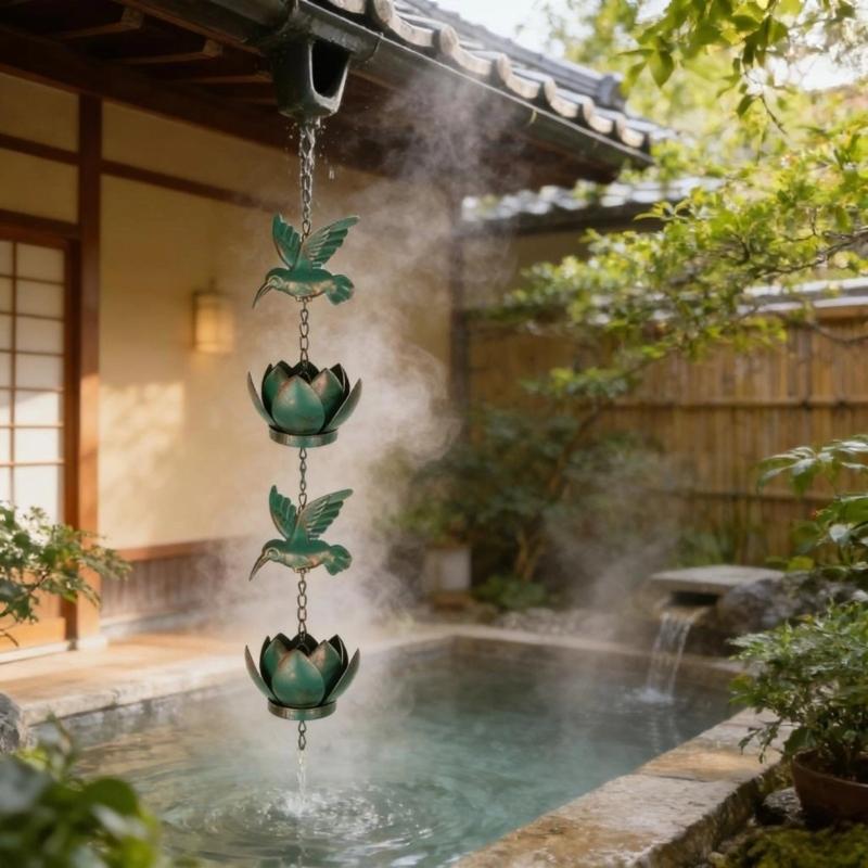 Hummingbird Rain Chain Hummingbird Cups Rain Chain for Gutter Eaves Drainage Outdoor Decoration Adjustment Catcher Chain