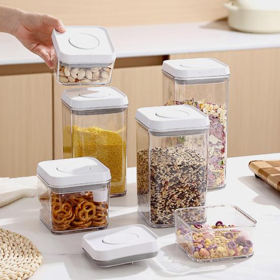 Airtight Food Container with Pop Lid Stackable Kitchen Pantry Organizer One Button Opening Flour Sugar Container for Cereal Rice Flour Pasta Snacks