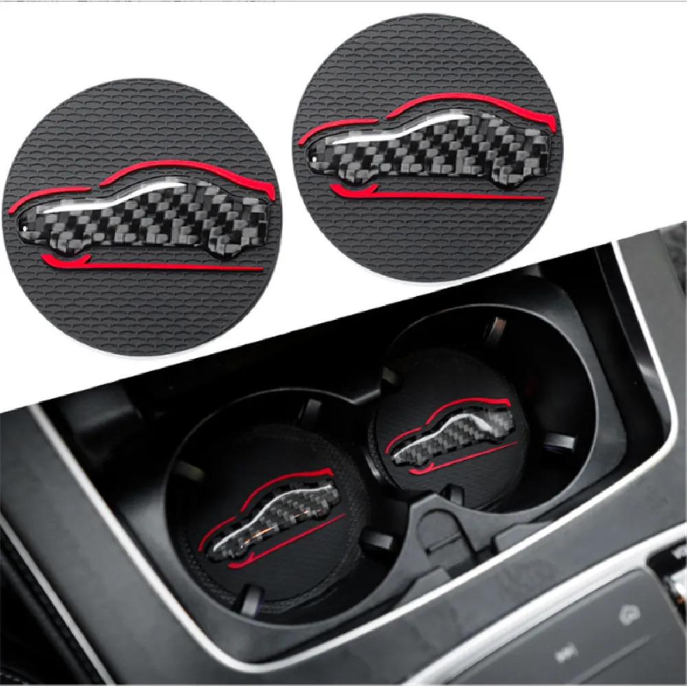 A Set Of 2 High-Quality Anti-Slip Elastic Long-Lasting Mats Made Of Real Carbon Fiber For In-Car Cup Holders