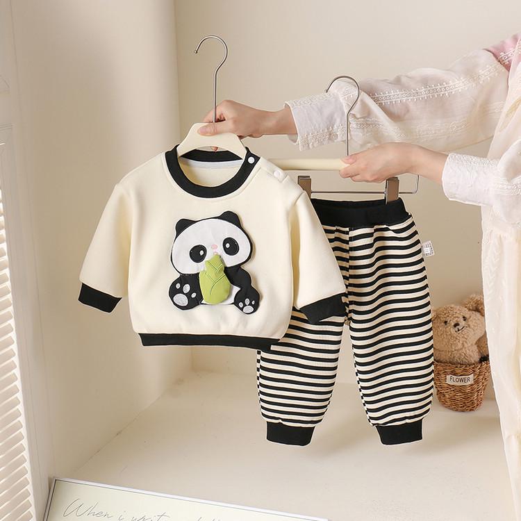 

2025 New Style Autumn Baby Fleece Sweatshirt & Pants Two-Piece Set for Boys and Girls 80cm абрикосовый