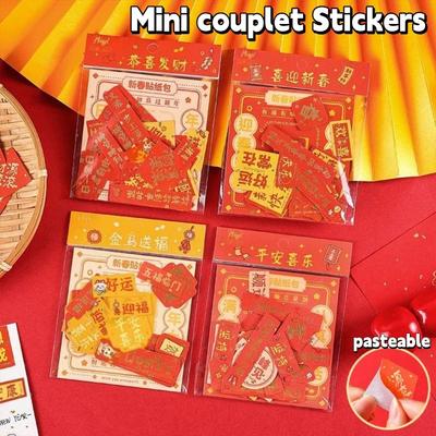 40 Stück Aufklebbare Mini-Paarreim-Aufkleber Glücksbringer DIY Neujahrs-Segensaufkleber Festliches Design Dekorative Aufkleber