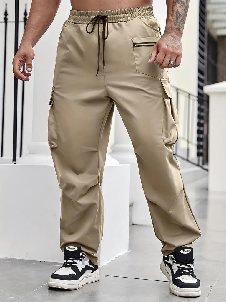 2025 Men's Outdoor Cargo Pants: Loose Fit, Multi-Pocket, Functional, Elastic Drawstring, Zipper Design
