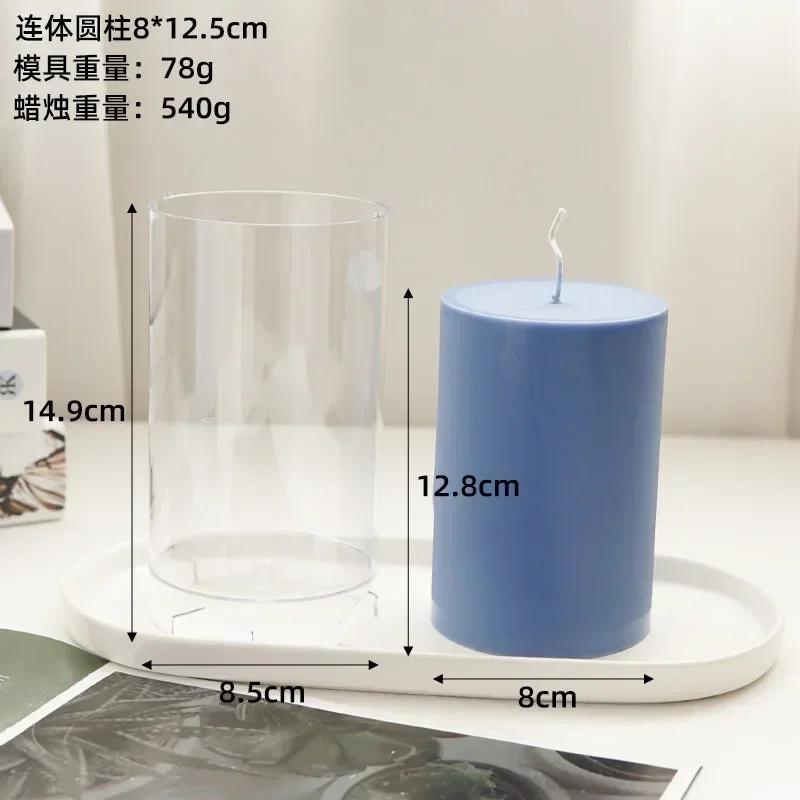 Large 3D Flat Top Cylindrical Candle Mold Handmade Candle Making Kit Easy Demoulding Plastic Acrylic Molds Home Decoration Gift