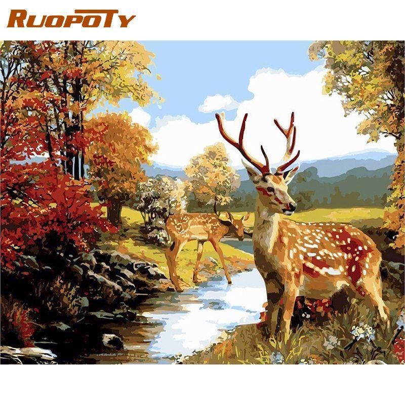 RUOPOTY Frameless Landscape Oil Painting Picture Diy Painting By Numbers Wall Art Canvas By Numbers For Home Decors Artwork 40x50CM