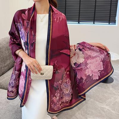 Damen Blumenmuster Hijab Schal Bandana Muslimischer Designer Seidenschal Halstücher Damen Schal Damen Wickel Bekleidungszubehör