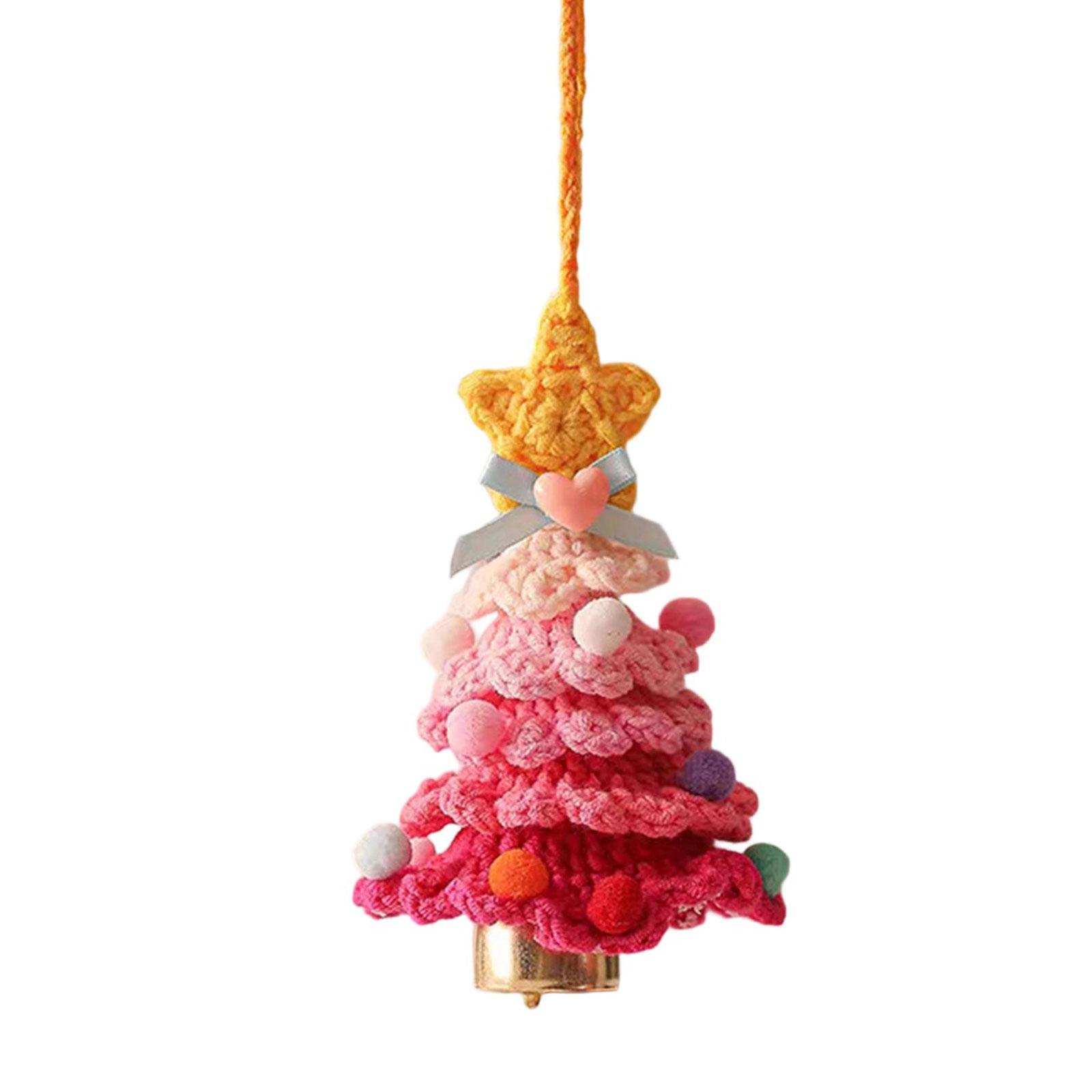 

Knitted Christmas Tree Ornament Festival Hanging Decoration for Door Auto Interiors Winter Holiday Party Centerpieces розовый