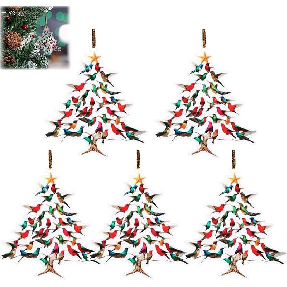 5pc Colorful Hummingbirds Christmas Tree Ornament Decor Listing Souvenir Gift