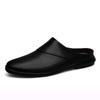 Men's Shoes Muller Shoes Spring and Summer Low-top Half-slippers Men's Foot-fitting One-pedal Flat-bottomed Lazy Shoes Cowhide Casual Shoes
