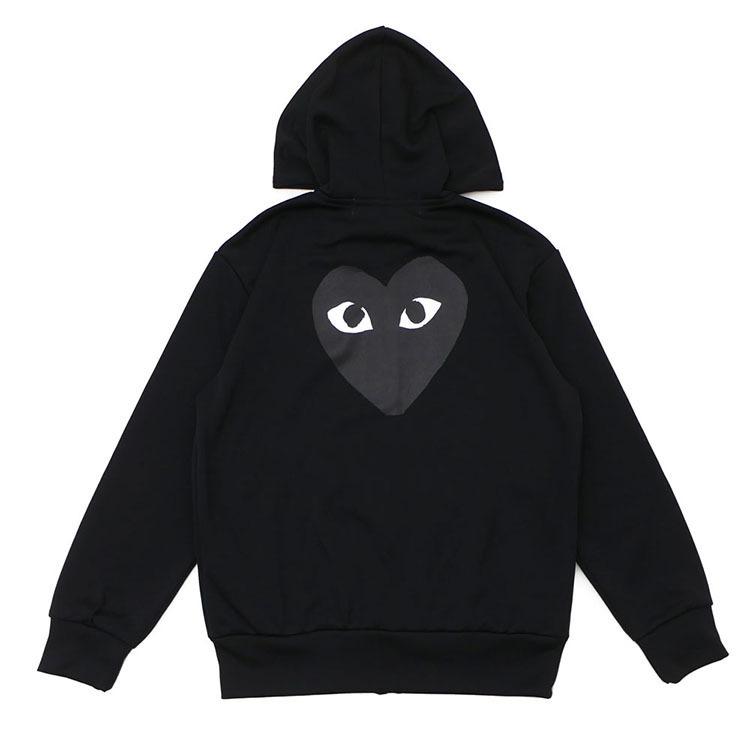 Felpa Streetwear Giapponese per Uomo Donna Coppia Pile Pesante Pullover Cuore Nero Ricamato Manica Lunga Top Oversize