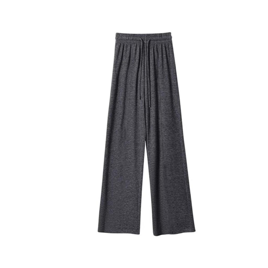 Women's Gray High-Waisted Slimming Wide-Leg Lazy Pants for Spring & Autumn