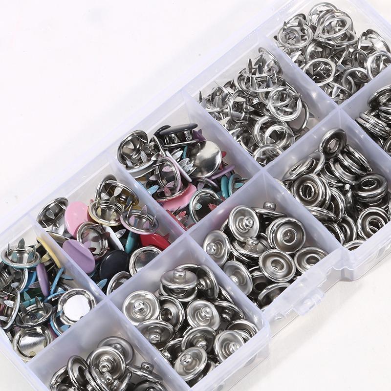 Clothing Button Set Multicolored Solid Buckles+Pliers Set Metal Snap Button Replaceable Clothing Buttons
