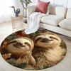 Two Sloths Pattern Round rug,Carpet Rug for Living Room Bedroom  Playroom ,Non-slip Floor Mat,Holiday Gifts and Birthday Gifts.