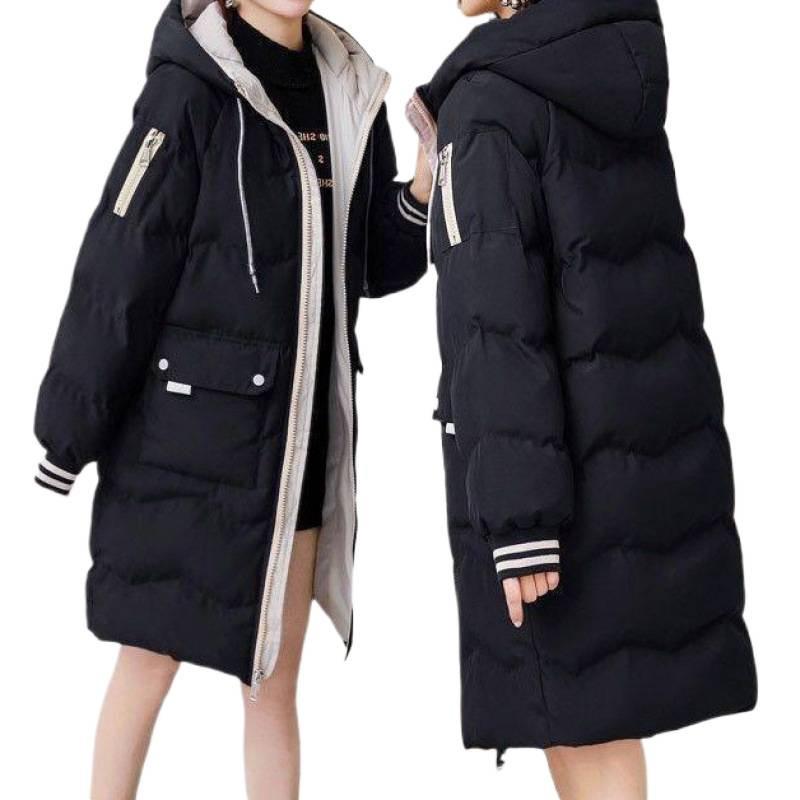 Winter Down-padded Jacket for Women Korean Style Relaxed Fit Mid-length Large Size Thickened Cotton-padded Jacket