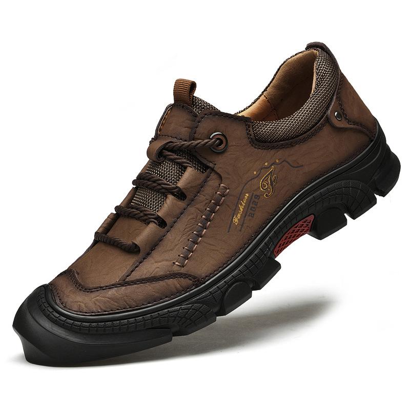Spring and Autumn Large Size Sports Leather Shoes Men's Genuine Leather Soft Sole Men's British Versatile Men's Casual Shoes Men's Breathable Shoes