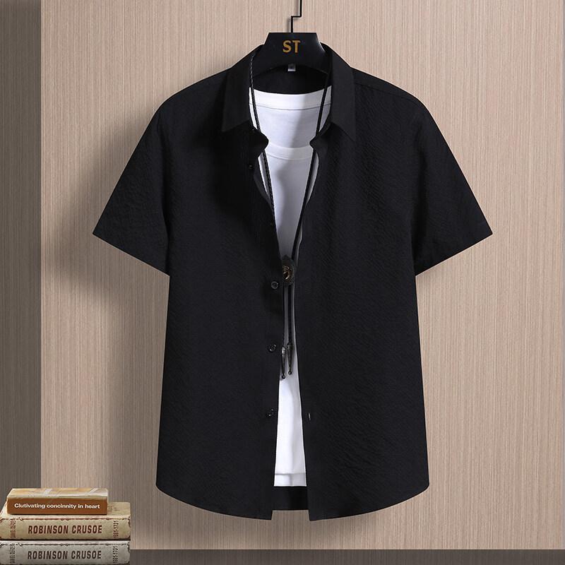 

Мужская летняя рубашка с коротким рукавом, повседневная, удобная, на пуговицах, универсальная, стильная, с воротником, для отдыха XS