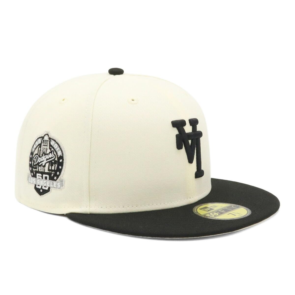 

New Era 59FIFTY Los Angeles Dodgers ONSPOTZ LA с логотипом MLB Los Angeles Dodgers перевернутым боковым патчем, Эксклюзив, Хром/Черный, 1/7 1/4 дюйма,
