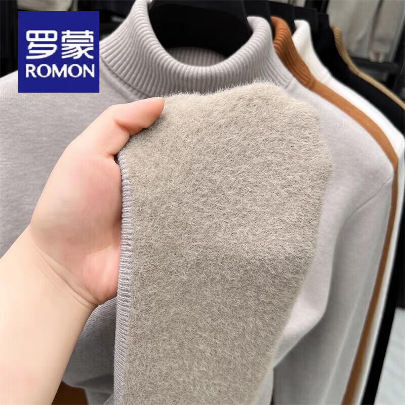 Luomeng Men's Fleece-Lined Thick Turtleneck Knit Sweater