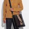 Coach Graham Slim Brief Striped Monogram Faux Leather Tote Shopping Bag Crossbody Handbag Men Tote Bags Brown 6707-QBMAA