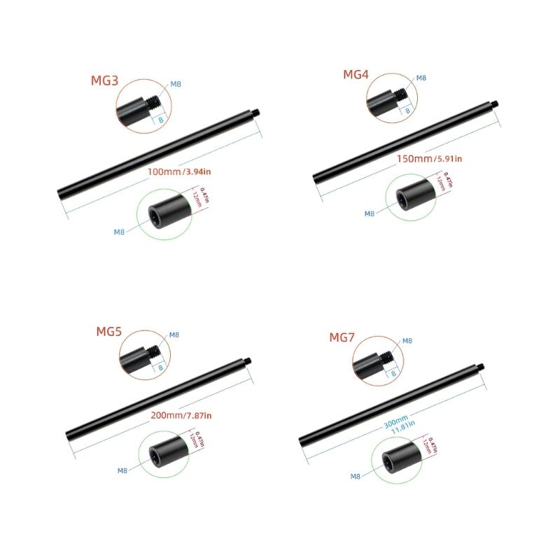 M 8 Thread Extension Rod 12mm Diameter Extension Poles Stabilizer Accessory for Tripods and Motorcycle Mounts