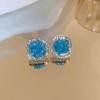 925 Silbernadel Kristall Diamant Quadratische Ohrringe Schlichtes Design Stecker Modeohrringe