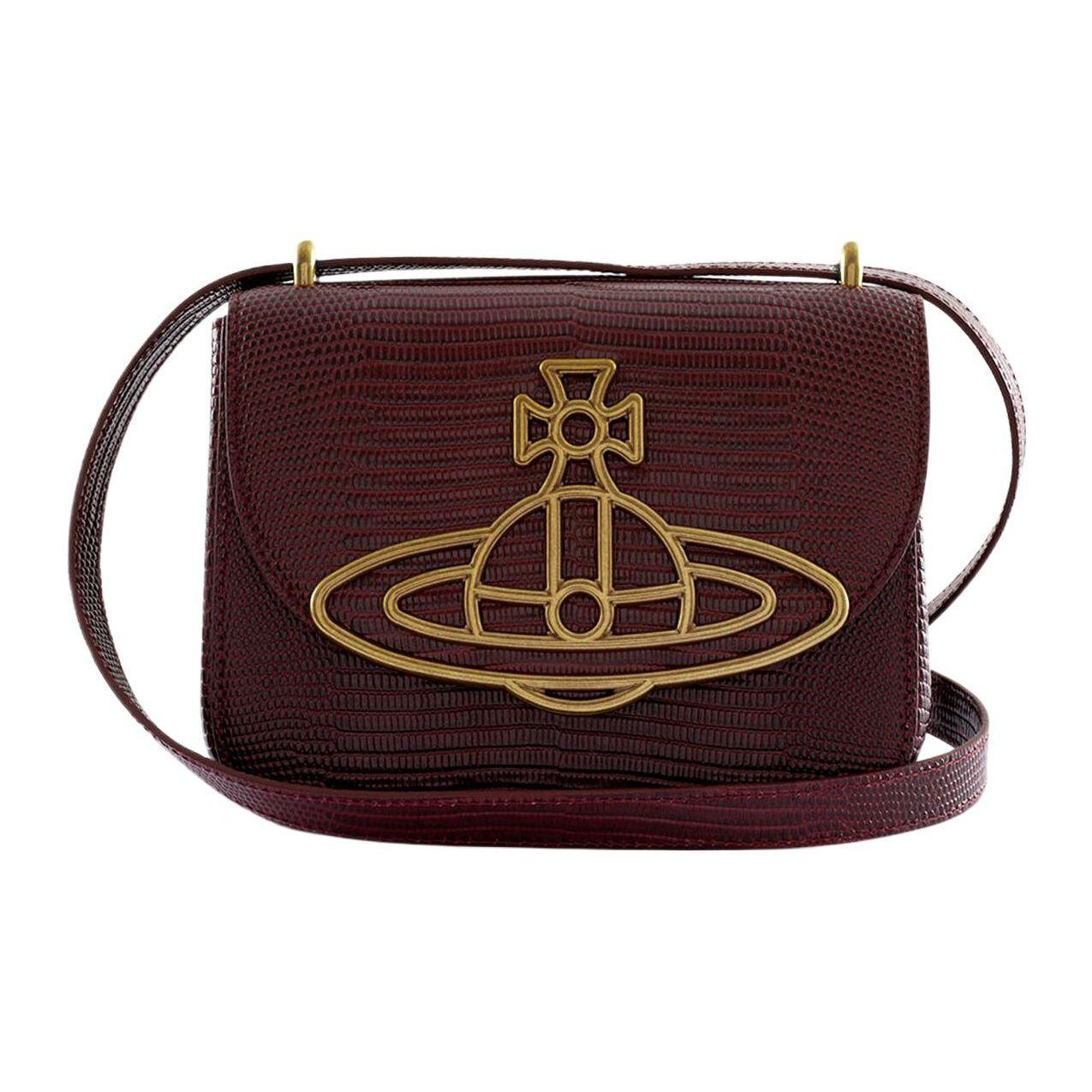 

Vivienne Westwood Linda Saturn Logo Magnetic Closure Lizard Embossed Texture Shoulder Bag Women shoulder bag Burgundy 43040069UL004FI401 Basic Set (Bag+Dust Bag)