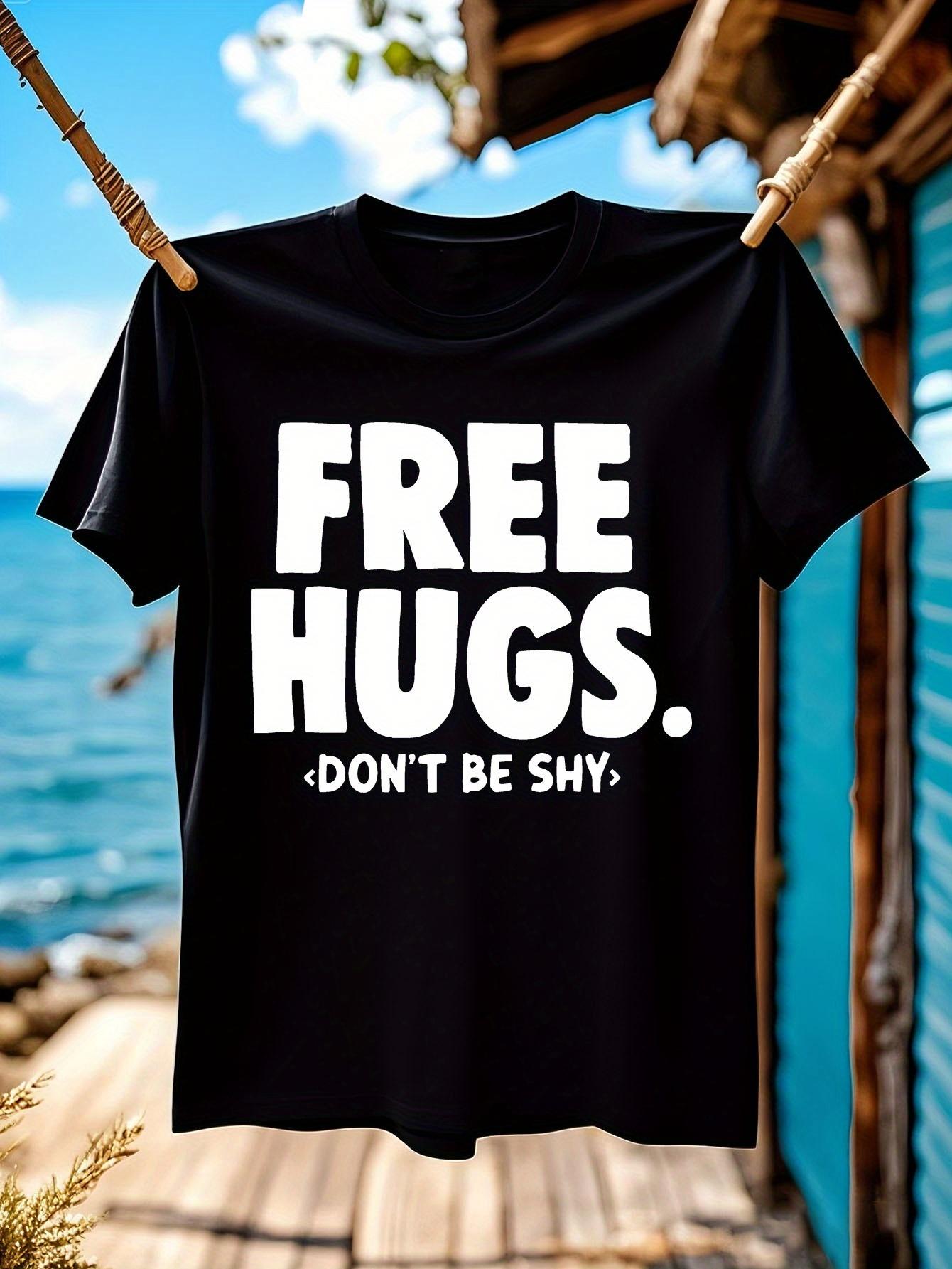 Funny Tshirt Funny Free Hugs Joke Tshirt - Bold White Tex... XXXL