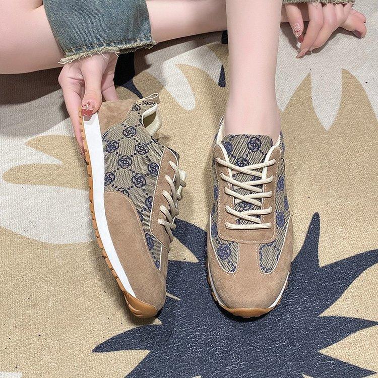 Color Matching Cross-strap Casual Single Shoes Spring and Autumn New Comfortable Versatile Sports Shoes Large Size Women's Shoes