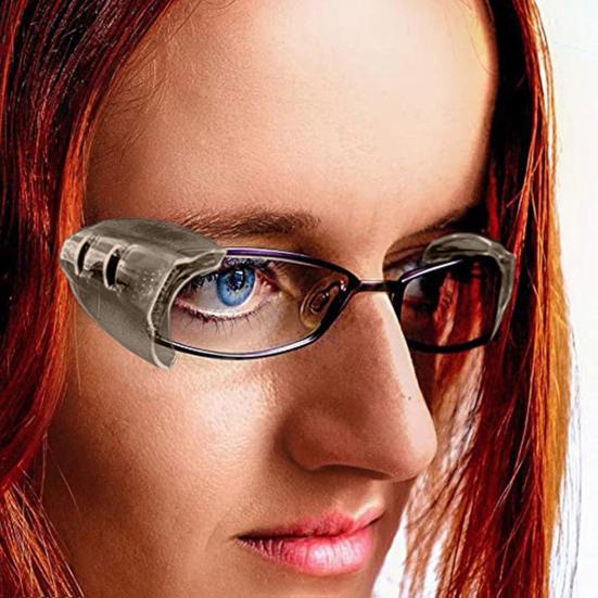 1 Paar bunte TPU-Brillen-Seitenschutz-Abdeckungsflügel, Spritzschutz, einfach zu installieren, transparentes Design, Augenglas-Abdeckungsflügel