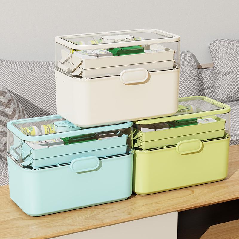 Large Capacity Family Medicine Box with Multi-Layer First Aid Storage for Household and Children