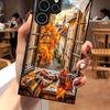 Autumn Scenery Maple Leaves Pattern Tempered Glass Phone Case For Samsung Galaxy S23 S24 S25 S26 Ultra Plus FE Shockproof Cover